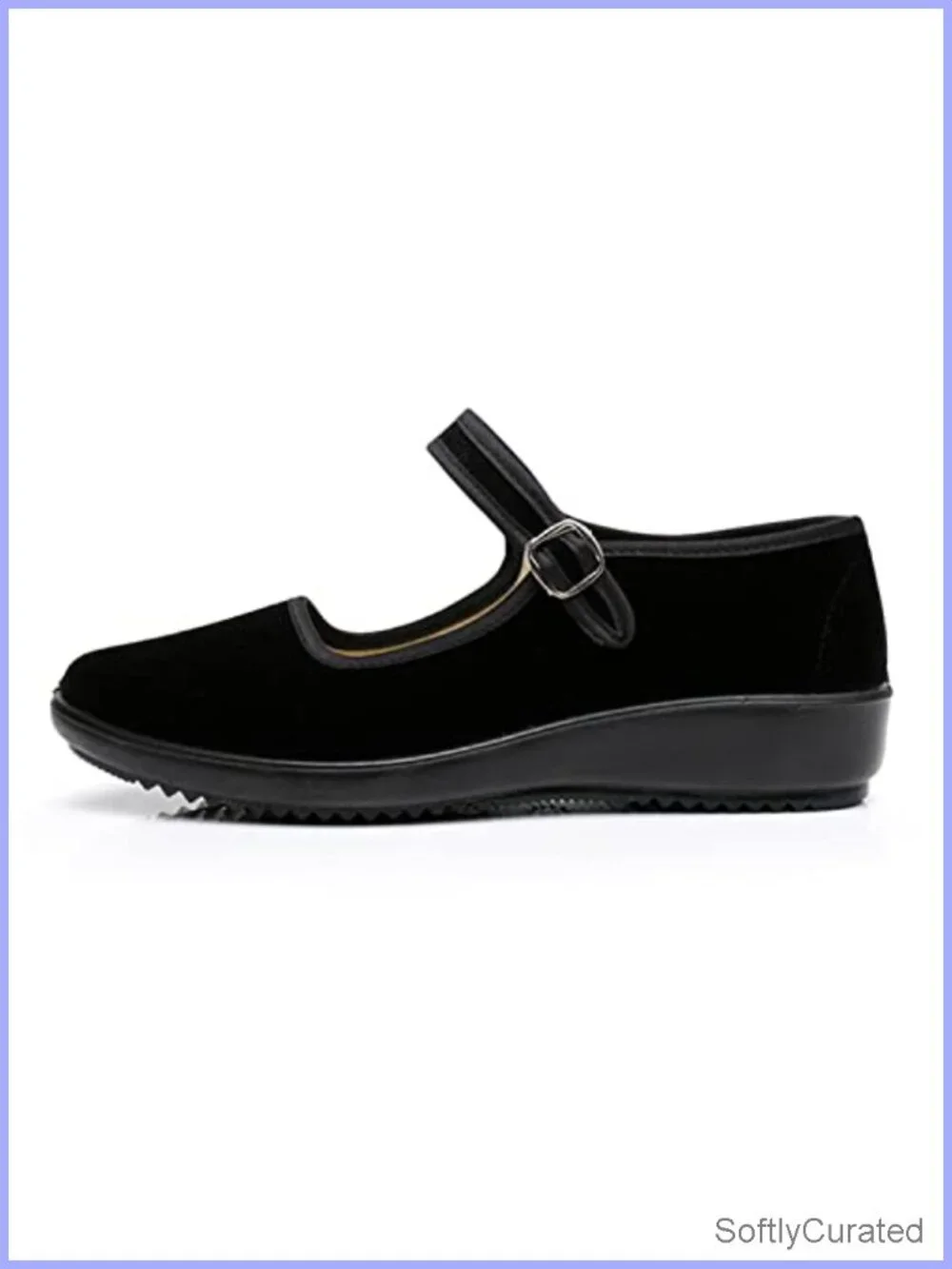 Women's Velvet Mary Jane Flats Cotton Lining Slip Resistant Yoga Dance Shoes